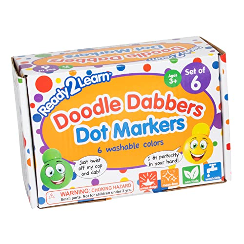 Ready 2 Learn Doodle Dabbers Dot Markers - Set Of 6 Washable Colors - Non Toxic - Specially Designed Toddler Grip With Storage Tray Provided #TOP5
