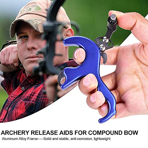 Auxiliary Tools, Archery Release Aid Archery Tool Release Trigger 3 Finger Grip Thumb Caliper Trigger For Compound Bow Accessory (Blue) #TOP1