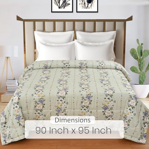 Image of FRESH FROM LOOM Microfiber All Seasons Collection Micro Fiber Comforter | Dohar | Quit | Double Bed | Double Weaved | Washable | Hypoallergenic Skin Friendly (Pale-Leaf | 90x95 in)