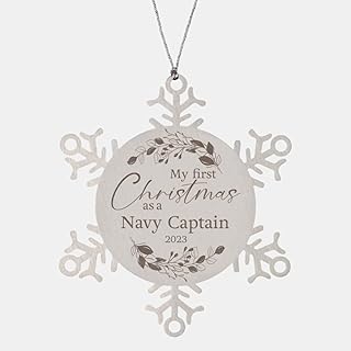 My First Christmas as Navy Captain 2023 Snowflake Ornament, Gifts for New Job Promotion Graduation CAPT Commander Colonel Lieutenant Major General United States O-6 Naval Royal