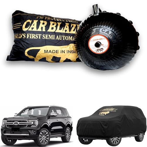 Image of CARBLAZER Portable & Semi-Automatic Full Body Car Covers: Heavy Duty Device| Anti-Theft| Dust & Scratch Proof | Water & Wind Resistant|Custom Fit| Dual-Side Cover, Compatible for Ford Endeavour