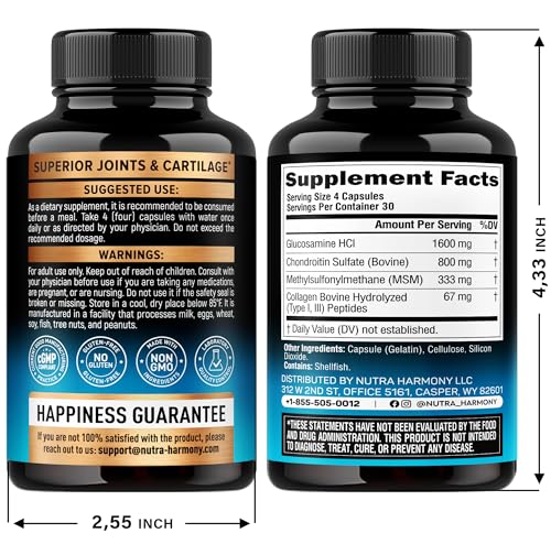Glucosamine Chondroitin MSM Collagen | FSA HSA Eligible | Joint Support Supplement 2800 mg | Made in USA | FSA Approved Product Items | Flexibility Nutritional Vitamins | For Men & Women, 120 Capsules - Image 3