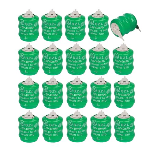 STEPMAX 20 Pack 3.6V 40mAh Ni-MH Battery for Varta 3/V40H 55608303012 PLC CNC Chip Data Power Supply 2 Pin