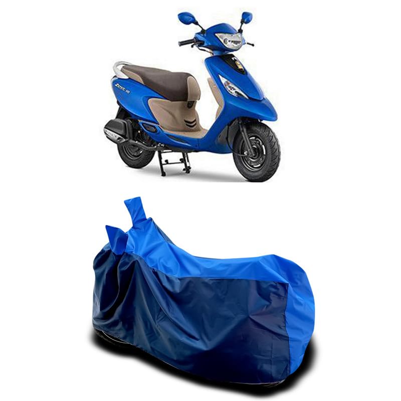 Image of DUFFEL-Two Wheeler Bike Body Cover Compatible for Tvs Scooty Zest Bs6 Heat Protectio /UV-Rays /Birds Dropping /DustProof /Waterproof All Variants [Nevay Blue]