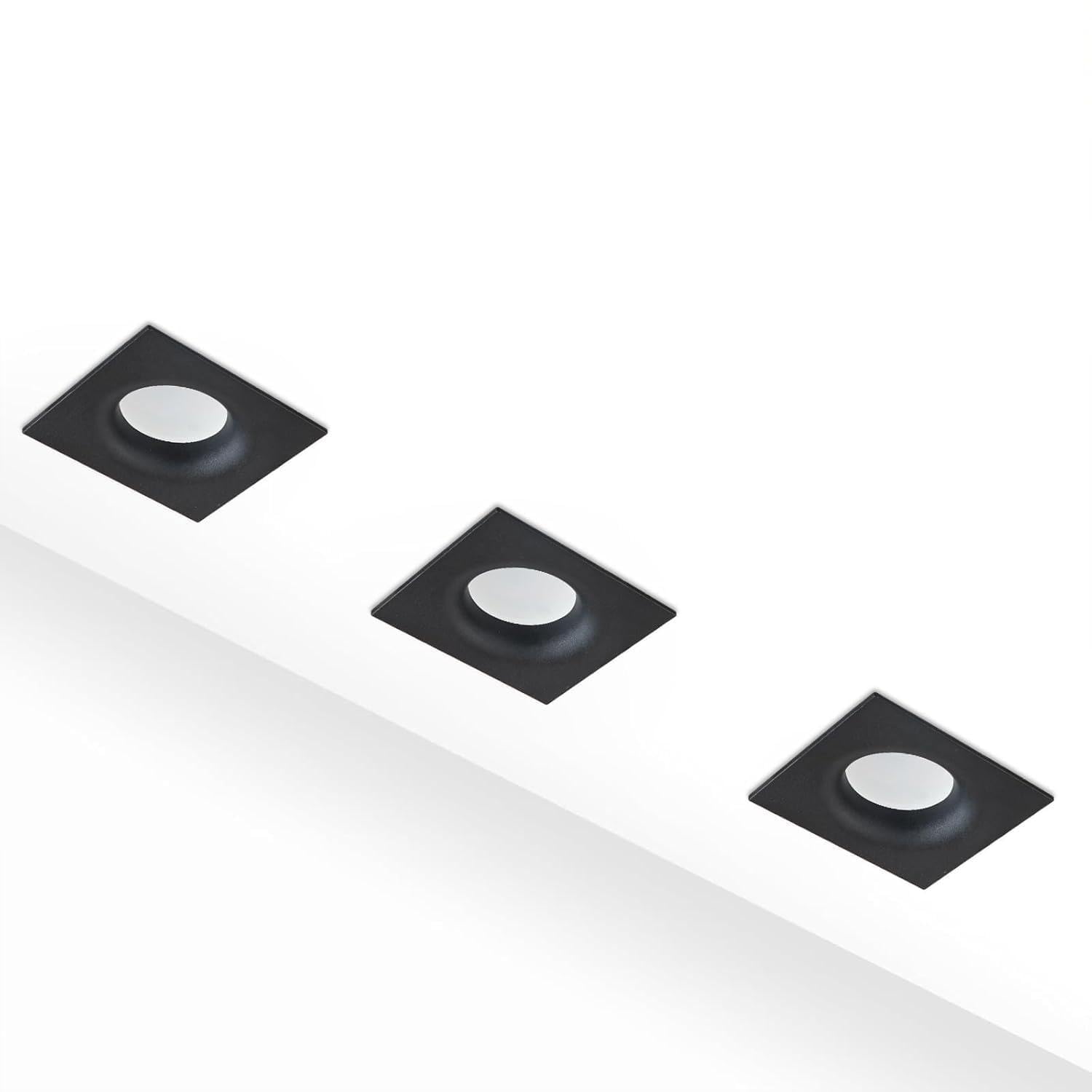 HCFEI LED Einbaustrahler Set eckig - schwarz 5 Watt dimmbar 230V flach blendfrei – Einbauleuchte Ø 68mm Bohrloch – Einbau-Spot Decken-Strahler Deckeneinbaustrahler (6er set - Warmweiß)