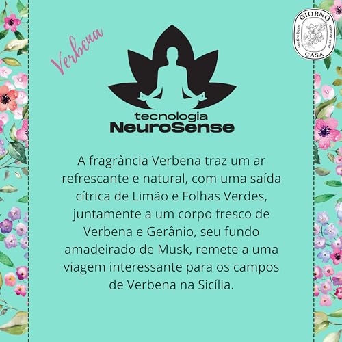 Água de Passar Roupas e Tecidos, Verbena, Giorno Casa, 500 ml, Turquesa