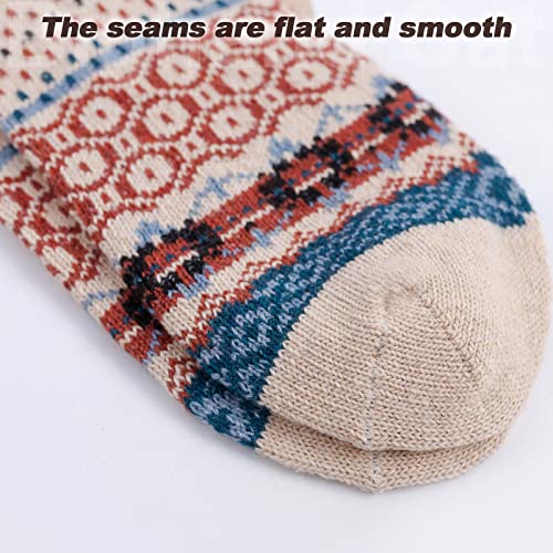 Image of IIG 5 Pairs Women's Vintage Style Thick Wool Warm Winter Crew Socks