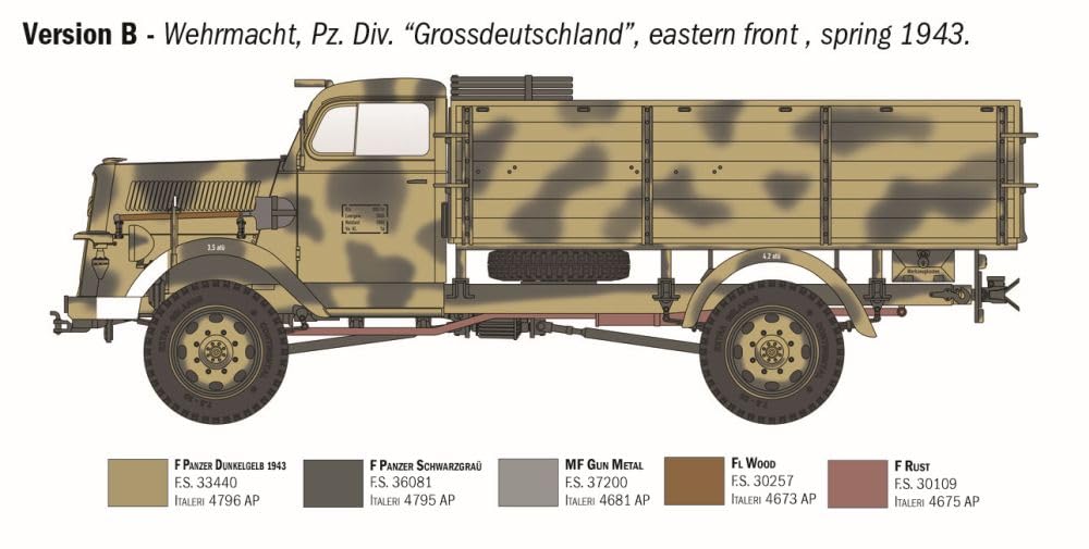 IT6760 IT6760 1/35 WW2 Niemiecki Kfz305 Opel Blitz Typ A 4x4 Ciężarówka Wojskowa Model Plastik