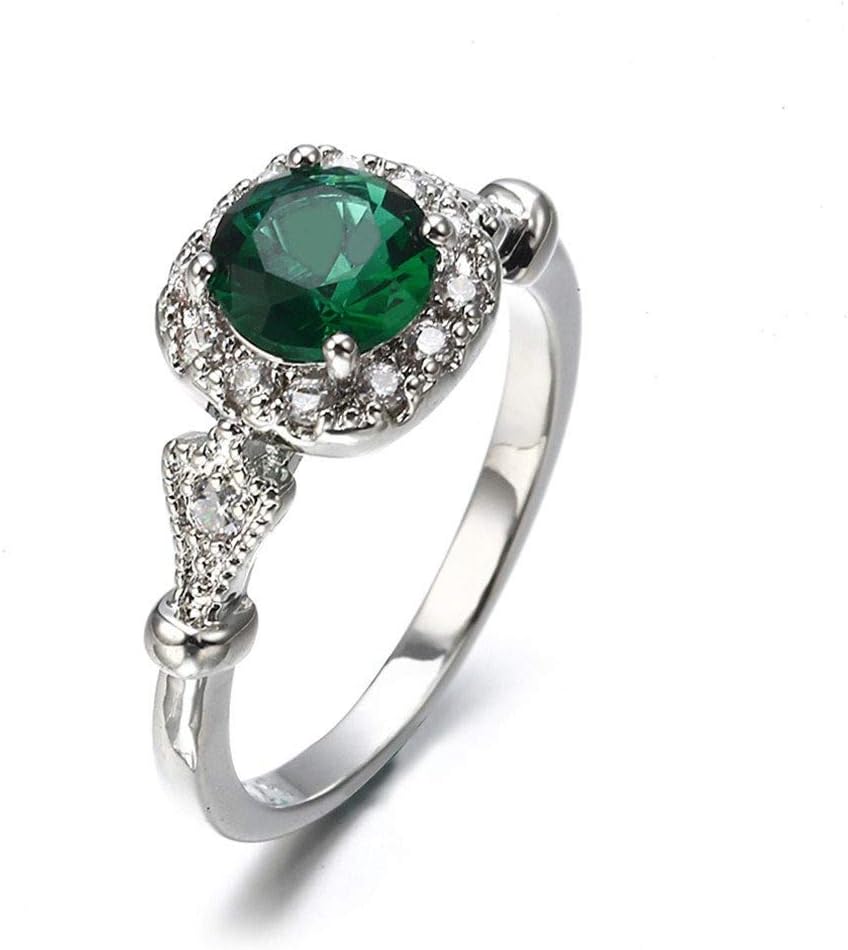 CanVivi Imitation Emerald Micro Inlaid Meteorite Ladies Engagement Ring Square Gemstone Ring Jewelry,7