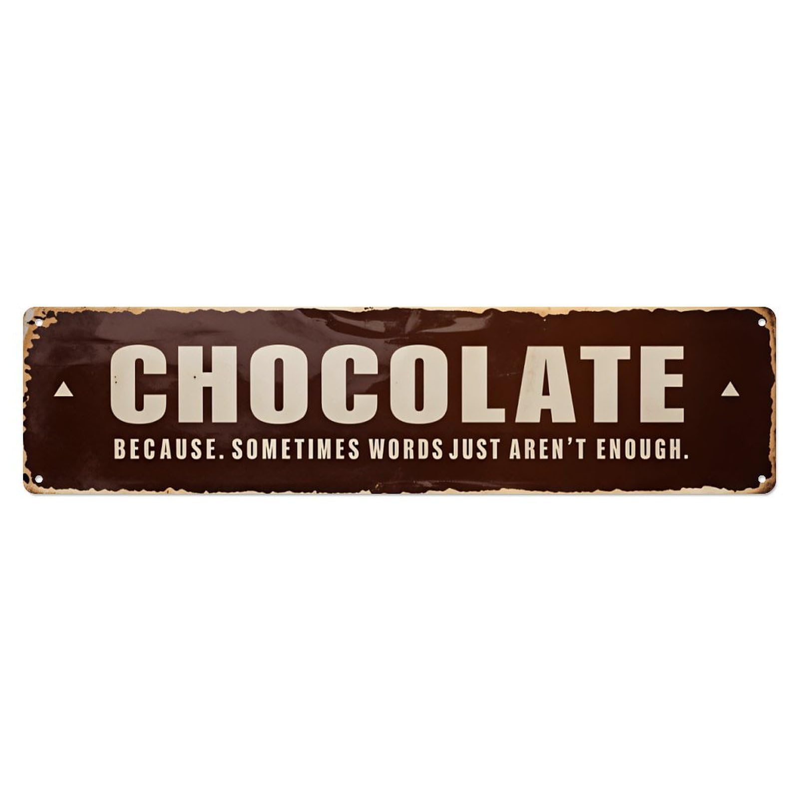 Ldfuieksufg Style Rectangular Chocolate Funny Quote Rustic Wall Sign Kitchen Decor Vintage Aluminium Metal Sign, Retro Wall Decor For Home, Bar, Garage & Farmhouse 10 * 40Cm
