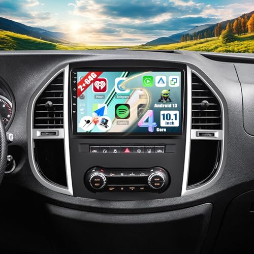CAMECHO 2G+64G CAMECHO Android 13 Autoradio para Mercedes Benz Vito 3 W447 (2014 2020) con Navi Carplay Android Auto,Doble DIN Radio mit 10 Pulgadas Pantalla con Bluetooth FM/RDS SWC+Cámara Trasera