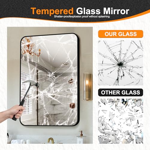 Image of Delma Bathroom Vanity Mirror, Black Framed Mirror for Over Sink, 36x24