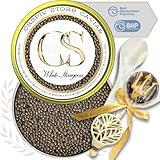 CASPIY White Osetra Sturgeon Caviar – Premium Caspian Traditionally Harvested Malossol Ossetra Black Roe with Mother of Pearl Spoon & Caviar Opener & Brew Pop – Single Tin (3.52 oz / 100 g)