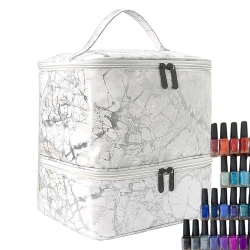 Bolsa de esmalte de uñas, organizador de uñas de doble capa, bolsa de almacenamiento de herramientas de manicura, organizador de suministros de lámpara flexible, bolsa de viaje portátil ligera para
