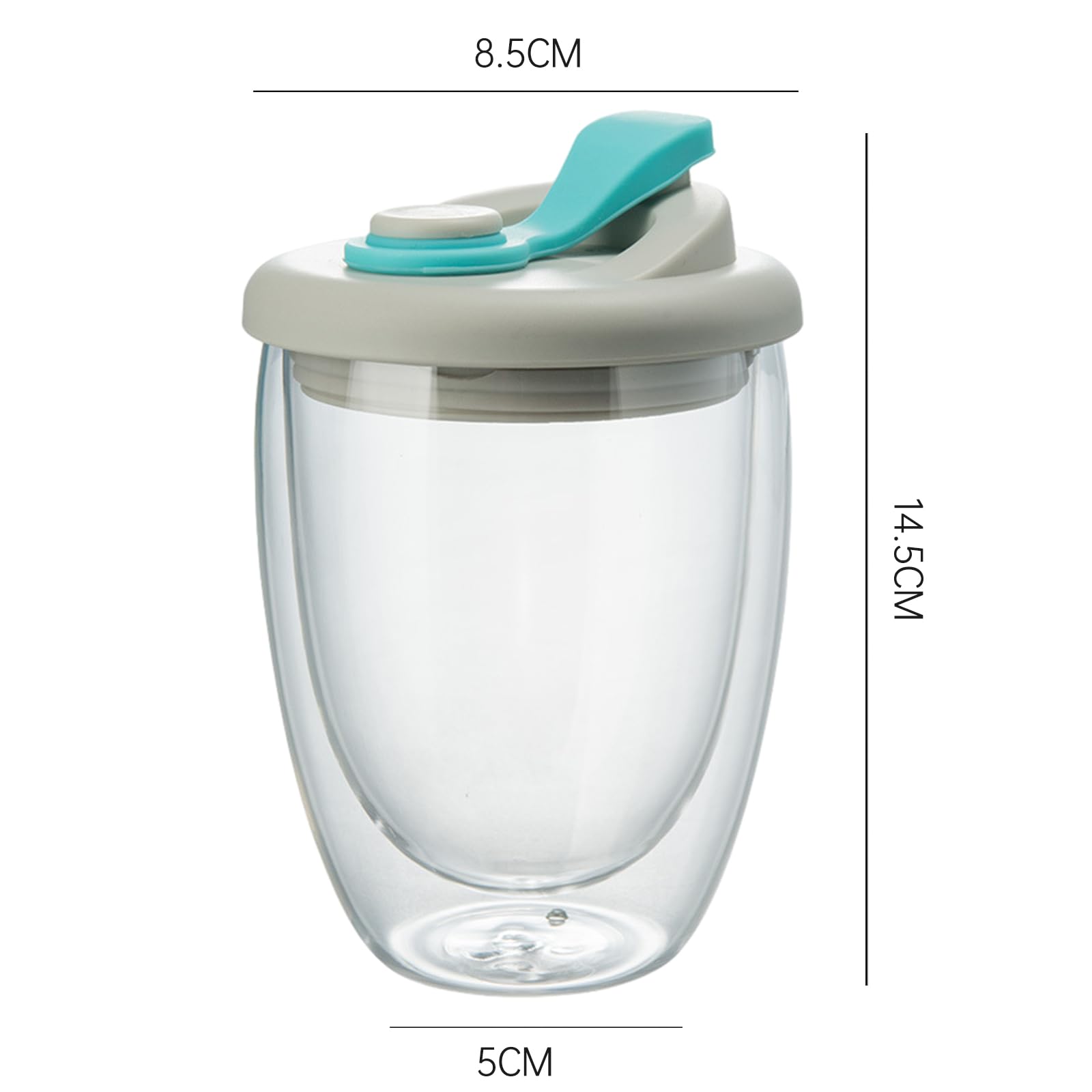 soulnioi Coffee Glass 350ml Double Wall Insulated Travel Cup with Silicone Lid for Tea Espresso,Juice for Cafe&Office&Home Coffee Glass Blue - Image 2