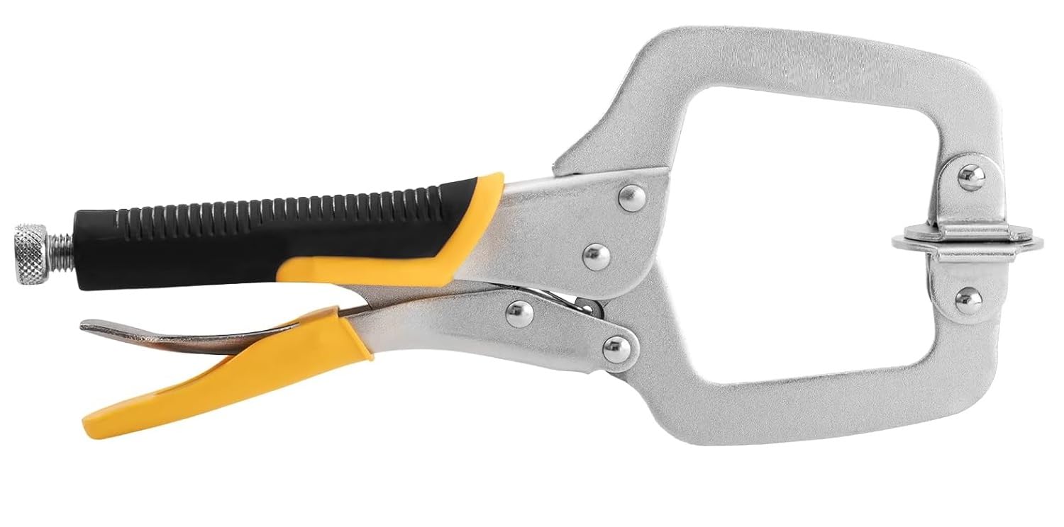 AASONS 11 Inch Adjustable Swivel Jaw Fixed Handle Alloy Steel C Shaped Clamp Vise Grip Locking Welding Tool Quick Pliers Pincers Tongs Forceps Woodworking Toggle Manual Fixing Workholding Vice