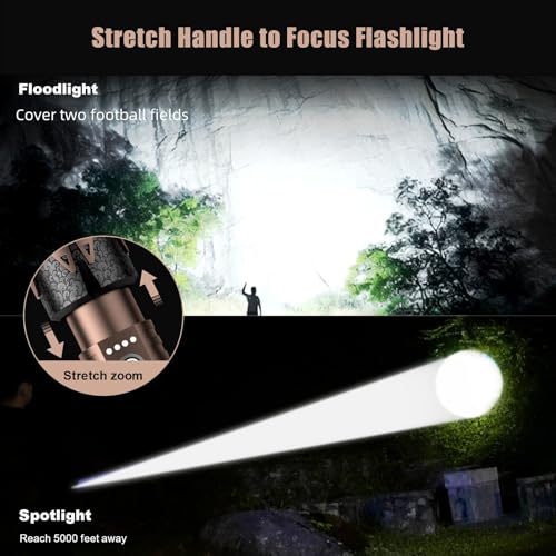 SKYFIRE Rechargeable Flashlight with Ignition Lens,5000 Super Bright Tactical Flashlights High Lumens Zoomable,6Modes,Waterproof LED Flash Light for Camping Essentials Outdoor&Home Emergency-Upgraded - Image 2