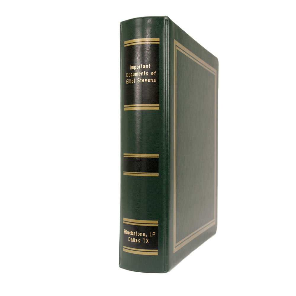 Document Portfolio Binder with Three Rings from Blumberg (Custom Gold Lettered on Spine, Emerald Binder)