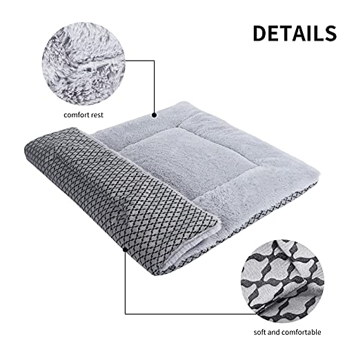 Vejaoo Hundematte Weiche und warme Matte Liegedecke für Hunde und Katzen Sofa für Heimtiere XZ014 (L (90 X 60CM), Short Plush Grey)