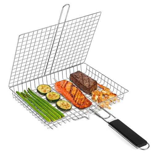 Panier de barbecue portable à 3 compartiments en acier inoxydable robuste - 2