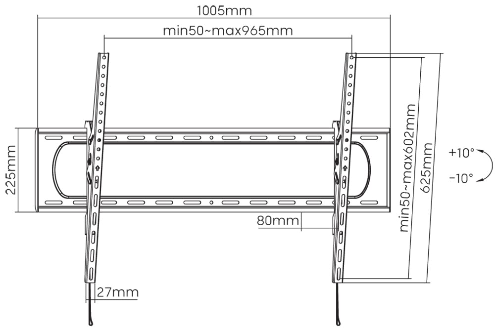 TECHLY 367027 - Soporte de pared inclinable Slim TV LED LCD 60-120" Negro