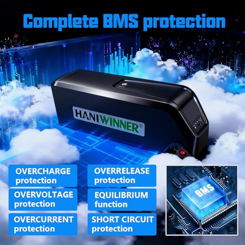 Image of Hailong 48V 18.2Ah E-Bike Battery - High-Capacity Water Bottle Style Lithium-Ion Pack with 30A Smart BMS, Anti-Theft Key Lock and Universal 4-PIN Connector - for 250W-1500W Motors