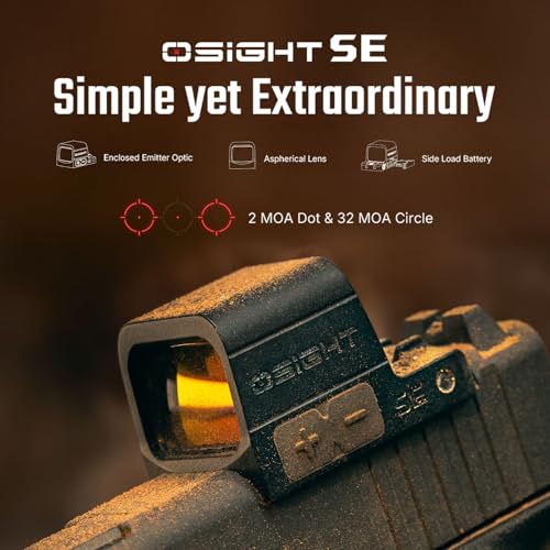 Image of OSIGHT SE Enclosed Micro Reflex Sight - 2 MOA Dot & 32 MOA Circle Dual Reticle, RMSc /K Footprint Compatible, Compact Enclosed Red Dot Sight for Concealed Carry
