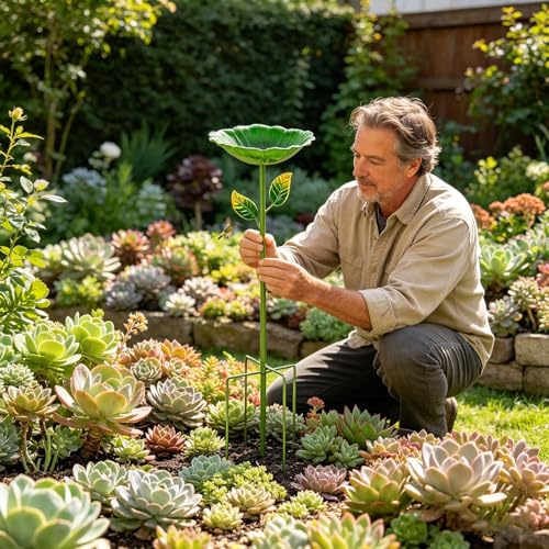 Bebedero para pájaros exterior con soportes para decoración de jardín 3