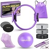 diputox Pilates Ring Set – Pilates Kit for Home Workouts with Ball, Resistance Bands, Sliding Discs & Grip Socks, Portable Pilates Essentials Accessories for Women Beginners, Pilates Equipment