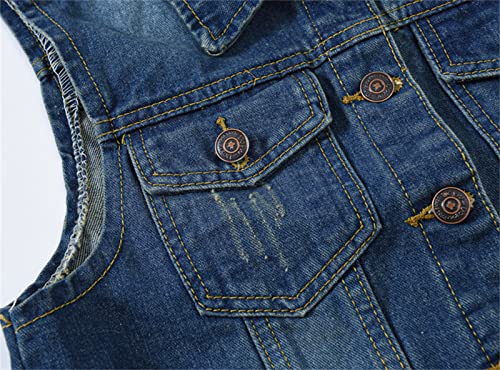 Womens Denim Vest Jacket Sleeveless Washed Ripped Crop Jacket Candy Color4