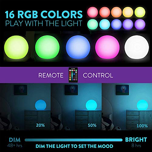 Mr.go 14-Inch Led Ball Light With Remote, Waterproof Rechargeable Led Globe Light Glowing Orb Mood Lamp, Dimmable 16 Rgb Colors, Great For Home Garden Patio Pool Party Decorative Ambient Lighting #TOP5