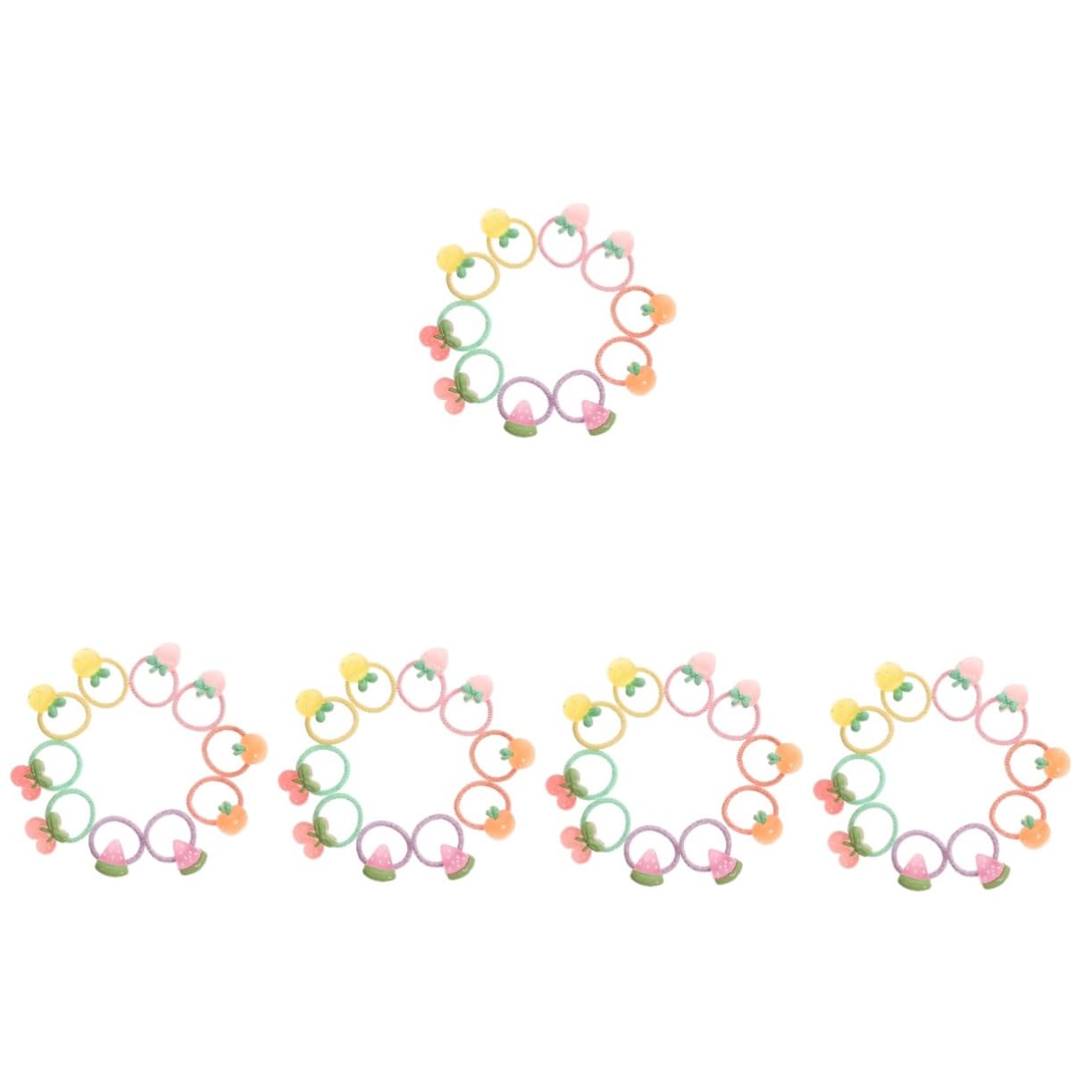minkissy 50piezas Elásticos De Pelo Para Niñas De Accesorios De Cabello Formas De Frutas Coloridas Para Fiestas y Uso Diario Resistente y Atractivo