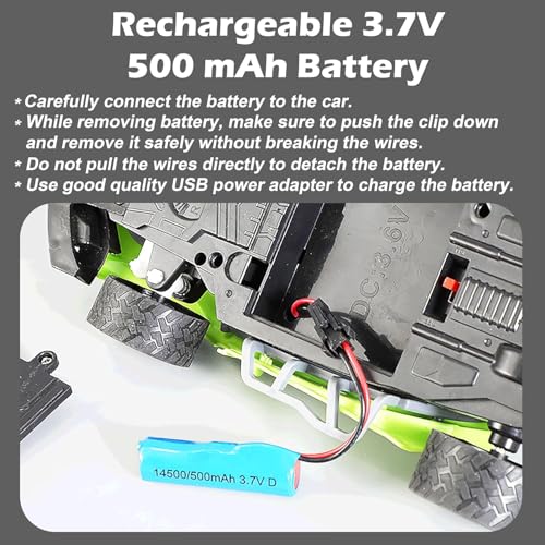 Image of joybox 1:16 Scale RC Racing Car, 2.4GHz Remote Control, Anti-Skid Rubber Tyres, Neon Green with Rear Spoiler and Roof Rack, with Mist Spray