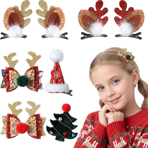 Haarspange Weihnachtsmütze 17 8 Stück Weihnachts Haarspangen Set, Weihnachts Schleife Haarschmuck,...
