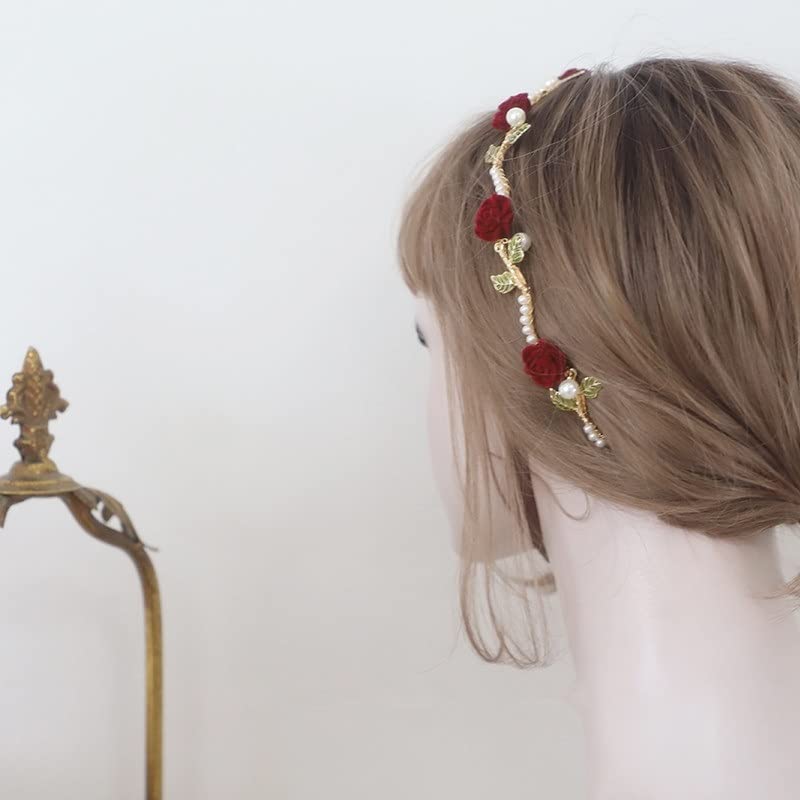 Miniatura 2 de Walnut Diadema de perlas de rosa para verano, estilo francés, retro, tocado, diadema para el cabello, accesorios para el cabello de boda