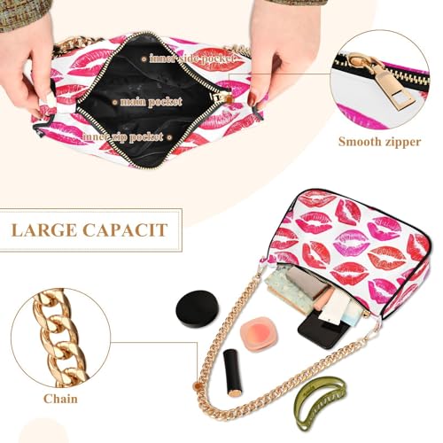 susiyo Shoulder Bag for Women Beautiful Red Lips Small Shoulder Purse Bags Cute Hobo Tote Handbag Mini Clutch Purse4
