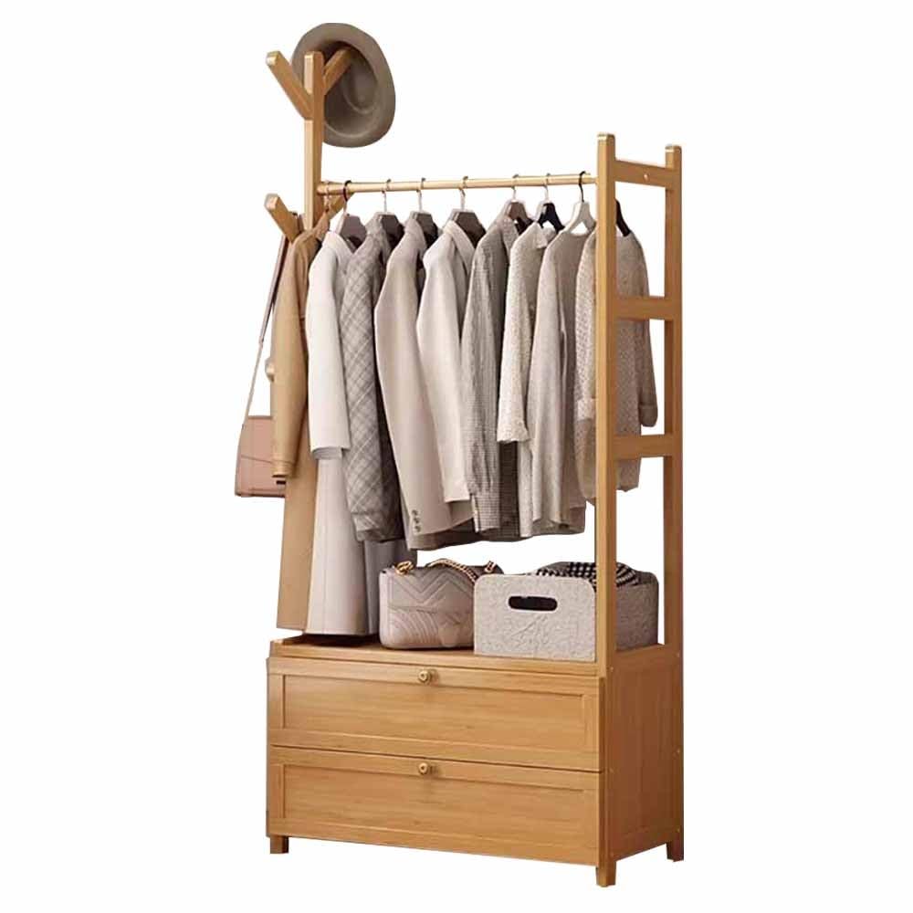 FGXHHS Industrial Wooden Coat Rack Stand with Shoe Sto, Shelves & Hoo - Max Load 100kg, Perfect for Bedroom, Hallway Entryway Available in 50/70/80/100CM Sizes.