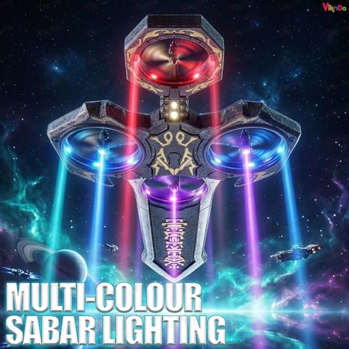 Image of VikriDA Double-Sided Spinning Anime Katana Sword Drone Toy with 1 Powerful Battery, RGB LED Light Spin Sword-Edge Lightsaber for Kids & Adults