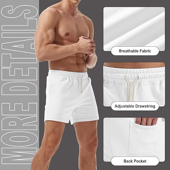 AIMPACT Mens Workout Sweat Shorts 5 Inch Cotton Casual Fitness Mens Athletic Gym Shorts with Pockets - Image 3