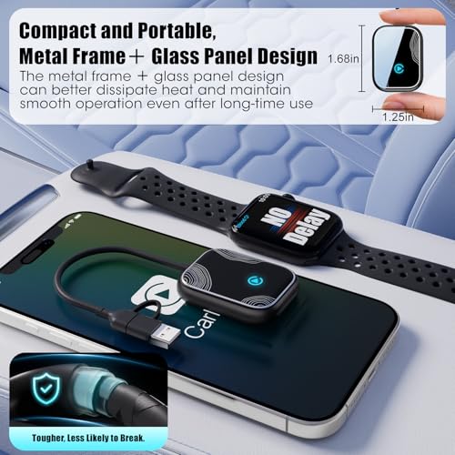 2in1 Wireless Carplay Adapter for iPhone Android,for Toyota/Honda/Cadillac/Ford/Chevrolet/Jeep Carplay,Plug Play Automatic Reconnect,Convert Wired to Wireless Bluetooth Carplay Dongle(USB A/C)06d — view 2