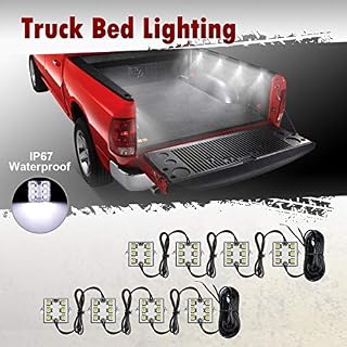 Partsam 8Pods Truck Bed LED Lighting Strip Kit White 6-5050-SMD 48LED Tail Running