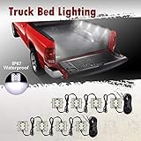 Partsam 8Pods Truck Bed LED Lighting Strip Kit White 6-5050-SMD 48LED Tail Running Board Rear Work Box LED Light for Truck Pickup Cargo Trailer RVs