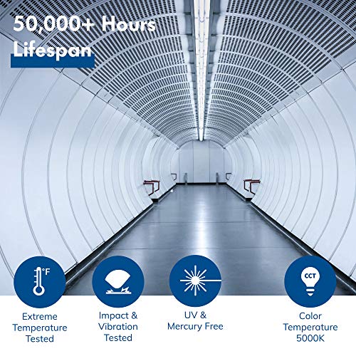 Hyperikon T8 T10 T12 LED Tube Light 4 Foot, 18W=40W, Dual & Single End Powered, Works with or Without Ballast, Clear Lens, UL, DLC, Crystal White, 6 Pack