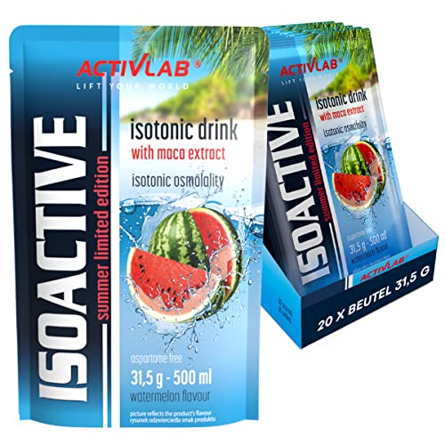 Activlab Isotonisches Getränkepulver - Elektrolyte - B-Vitamine - 500 ml Sportgetränk - 20 x 31,5 g Wassermelone Isoactive