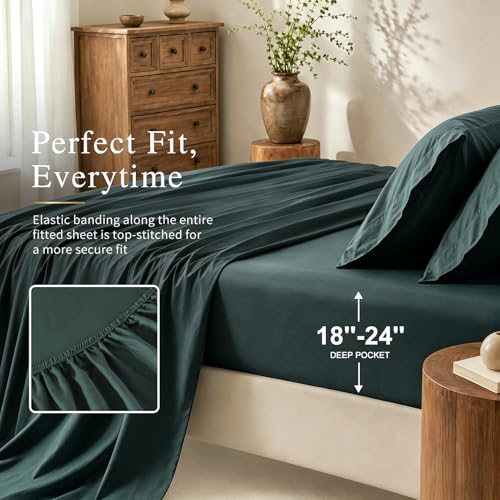 Image of MEISHANG 1000TC Egyptian Cotton Sheets Queen, 16 inch Deep Pocket | 1000TC Egyptian Cotton Sheets, Sateen Weave, Ultra Soft & Breathable, OEKO-TEX Certified