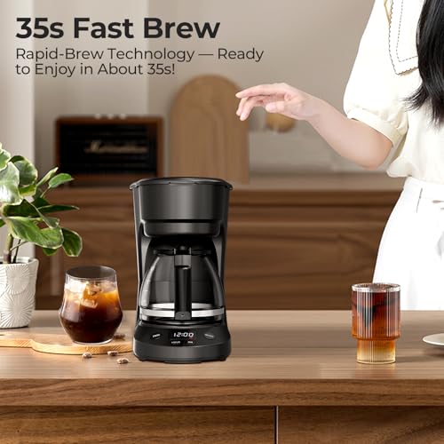 Image of 5 Cup Small Coffee Maker with Timer (5 oz /cup), Programmable Drip Coffee Machine with Auto Shut Off, 2h Keep Warm, BPA-Free Glass Pot, Delay Brew, 25oz Water Tank, Compact for 1-2 People /Home /RV /Dorm