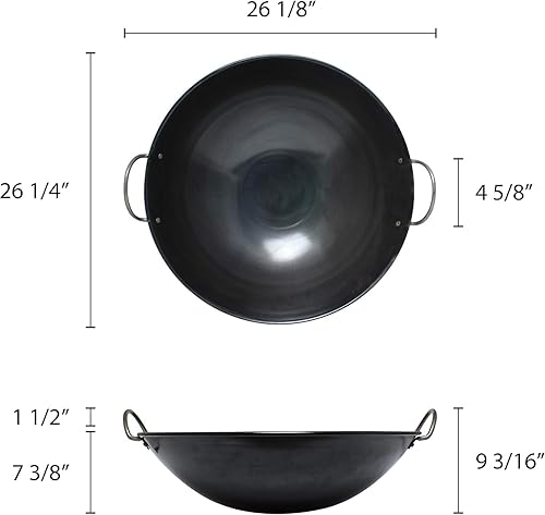 Miniatura 6 de TrueCraftware Wok con borde curvado de acero de 24 pulgadas, sartén para cocina china, japonesa y cantonesa, sartenes para freír woks tradicionales