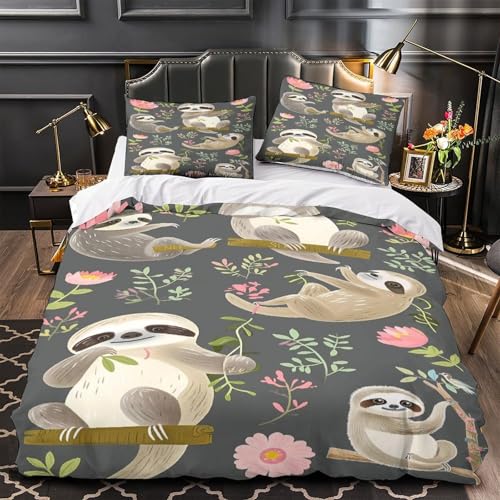 Parure de lit paresseux avec housse de couette confortable en microfibre 3D