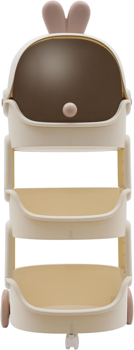 3-Tier Bathroom Storage Cabinet with Wheels White Slim Organizer for Toiletries & Cosmetics Space-Saving Design, Flip-Top Lid & 2 Open Shelves, Easy-Roll Caster Wheels