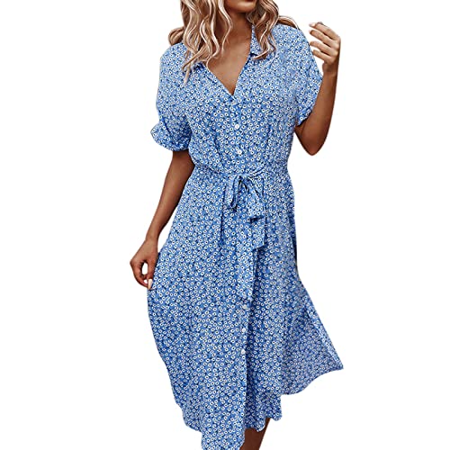 Sommerkleid Damen Lang - Boho Kleid Damen V Ausschnitt - Strandkleid Damen...